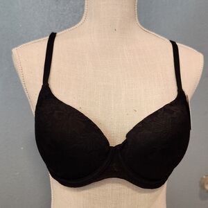 NWT No Boundaries Moody Floral Lace Push Up Date Night Bra Black 34D